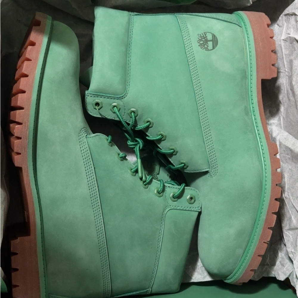 Timberland Mint Green Lace-Up Boots